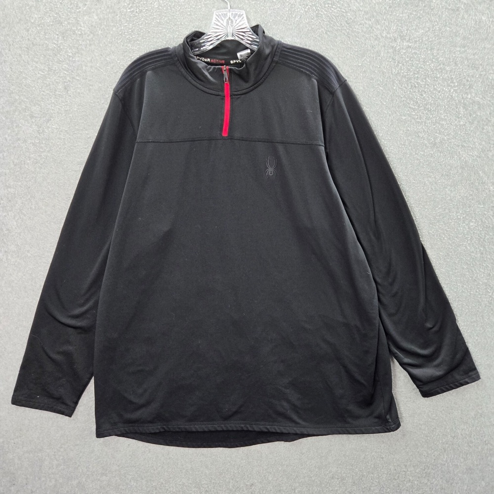 Spyder Men Sweatshirt‎ XL Black ProWeb 1/4 Zip Active Mock Neck Long Sleeve